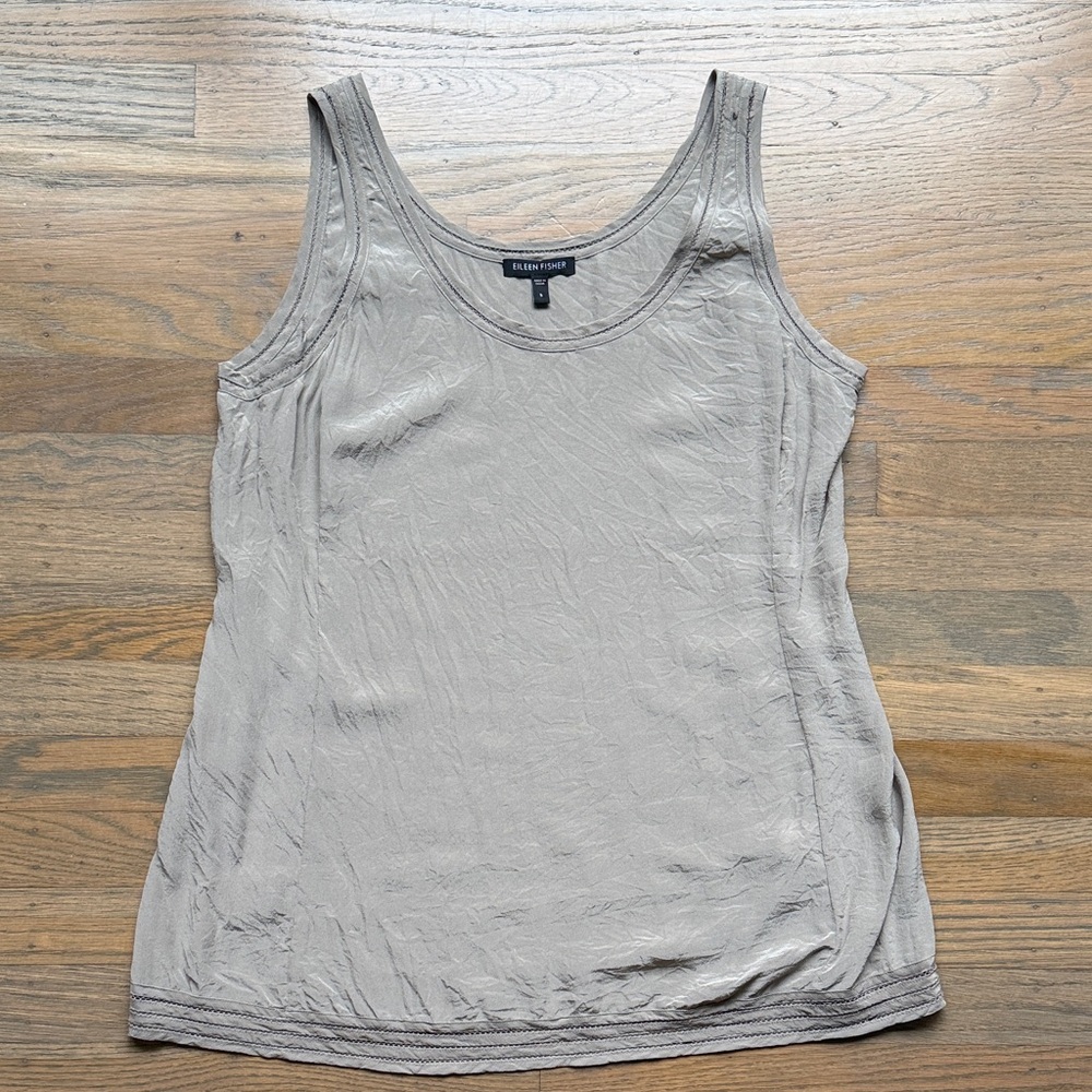 Eileen Fisher Light Gray Silk Tank Top size small
